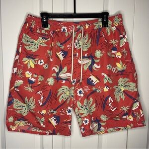 Polo Ralph Lauren Swim Trunks XL Pink Coral Netted Hawaiian Sail Boat Palm Tree